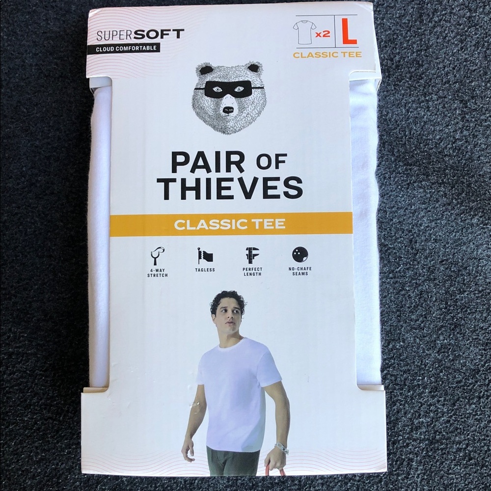Pair of Thieves Men's Classic SuperSoft White Crewneck Undershirt 2-Pack Size L